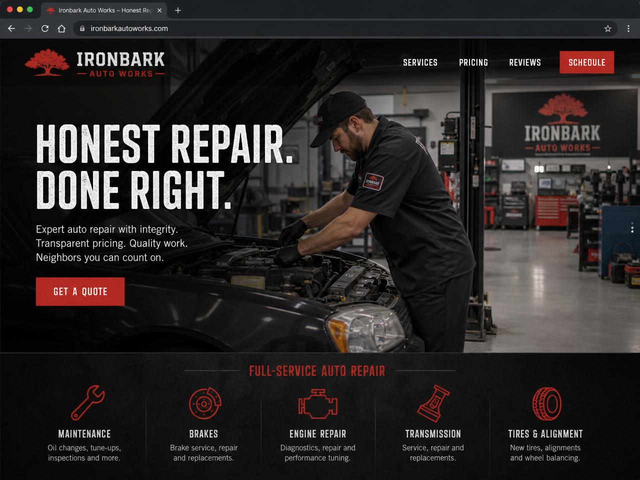 Ironbark Auto Works website sample
