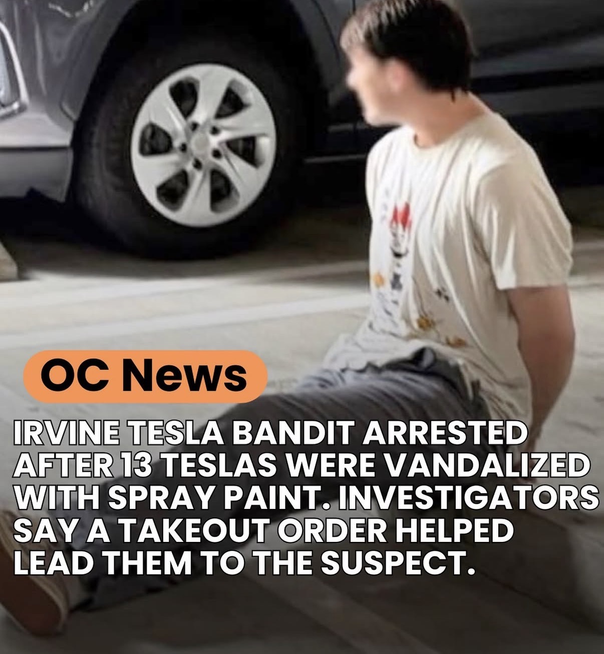 Irvine Tesla bandit arrested after 13 Teslas were vandalized with spray paint.